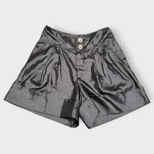 Marc by Marc Jacobs Black Satin Shorts High Rise Pleated‎ Wide Leg Sz 2 Modern